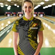 Load image into Gallery viewer, Fire Bowling Shirt Custom Yellow Bowling Jersey for Men Women with Team Name MBL63