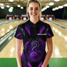 Load image into Gallery viewer, Purple Dragon Personalized Bowling Shirts For Women, Bowling Team Shirt Polo &amp; Quarter-Zip HNT40