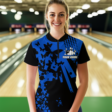 Load image into Gallery viewer, Custom Blue Butterflies Bowling Shirts for Men Women Bowling Jersey Team Name MBL79