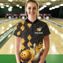 Load image into Gallery viewer, Flame Yellow Bowling Team Shirt Custom Bowling Jersey for Men Women Flame Quarter-Zip Shirt QZT679