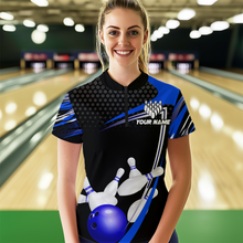 Load image into Gallery viewer, Blue Bowling Shirts for Men and Women Bowling Shirt Team Bowling Polo &amp; 1/4 Zip Shirt MBL36