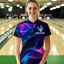 Load image into Gallery viewer, Custom Galaxy Bowling Jersey for Women Polo &amp; 1/4 Zip Bowling Team Shirts Bowling League HNT156
