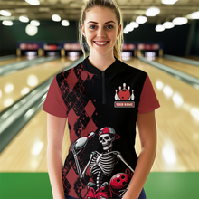 Load image into Gallery viewer, Custom Bowling 1/4-Zip Shirt for Men Women Skull Bowling Jersey Bowling Team League QZT47-6