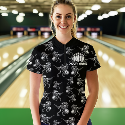 Custom Sauropod Bowling Shirt for Men And Women Quarter-Zip Bowling League Bowling Outfit QZT633