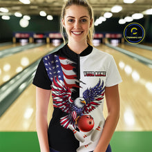 Load image into Gallery viewer, American Eagle Quarter-Zip Bowling Shirt Custom Black &amp; White Bowling Jersey for Men And Women QZT686
