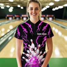 Load image into Gallery viewer, Thunder Lightning Pink Bowling Shirt Custom Bowling Jersey for Men Women Team MBL66