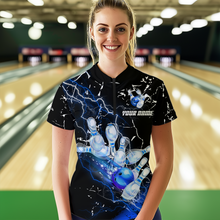 Load image into Gallery viewer, Custom Bllue Lightning Bowling Shirts for Men Women Team Bowling Polo &amp; 1/4 Zip MBL80