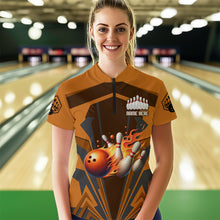 Load image into Gallery viewer, Personalized Bowling Jersey Custom Bowling Team Jersey Bowling Quarter-Zip Shirt for Women QZT23