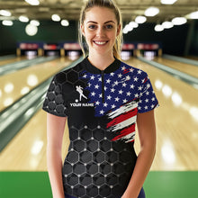 Load image into Gallery viewer, American Flag Bowling Shirts for Men Women Patriotic Bowling Jersey Polo&amp;1/4 Zip Shirt MBL09