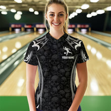 Load image into Gallery viewer, Skull Bowling Shirt for Women Personalized Patriotic Bowling Team Jersey Shirts Polo &amp; Quarter-Zip HNT32
