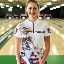 Load image into Gallery viewer, Patriotic Eagle Bowling Shirts Custom Bowling Polo Shirt Men Women American Flag Bowling MBL11