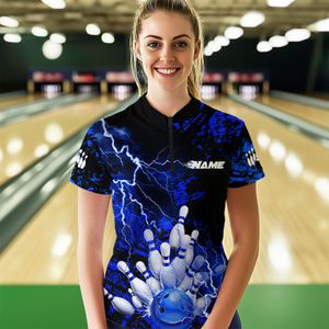 Blue Thunder Lightning Bowling Shirt Custom Colorful Bowling Jersey Men Women Team MBL67