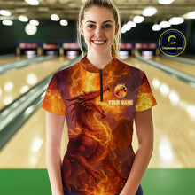 Load image into Gallery viewer, Custom Dragon Bowling Shirt for Men Women Bowling Jersey Flaming Bowling Shirt MBL94