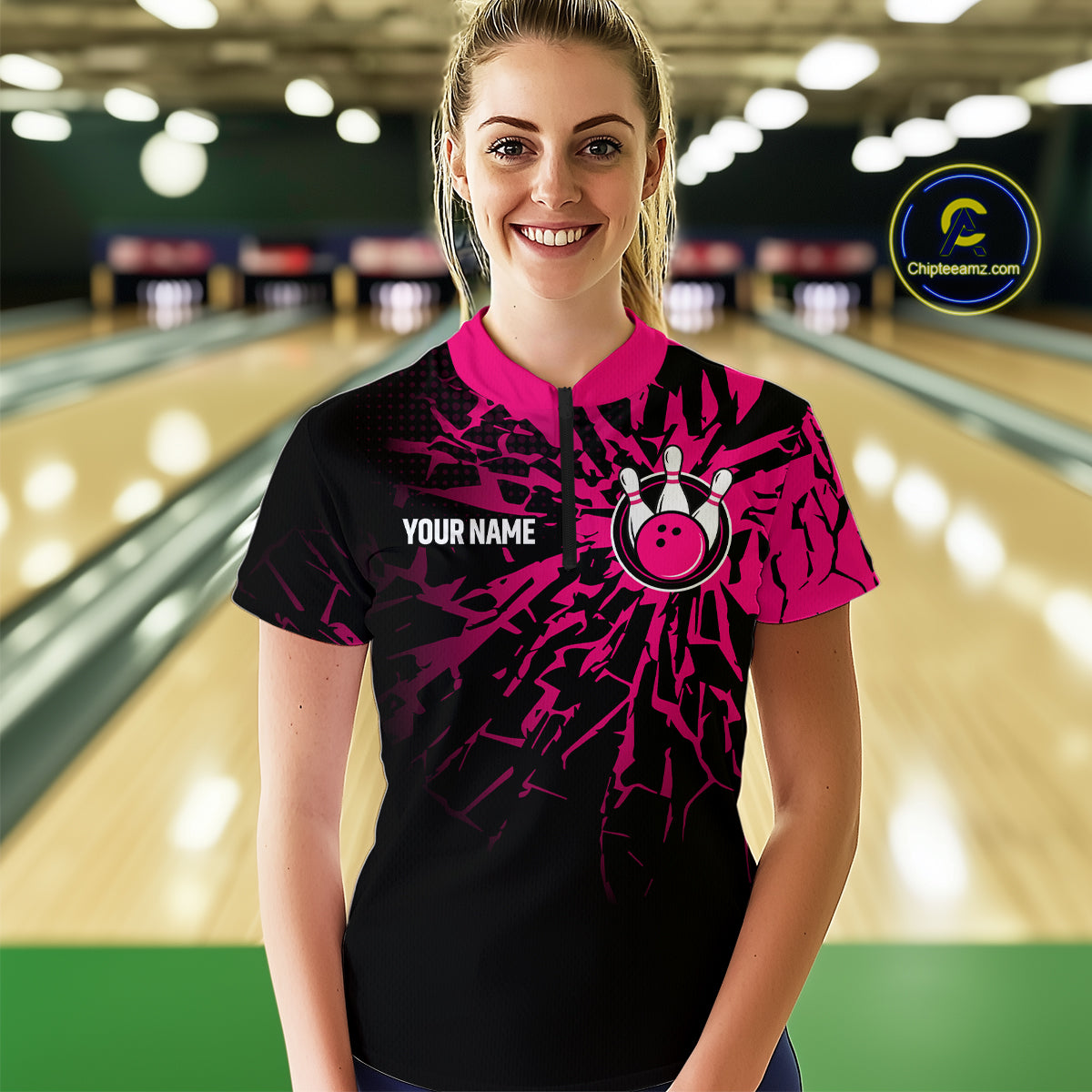 Custom Pink Bowling Shirt Blue for Men Women and Team Bowling Jerseys MBL102