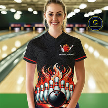 Load image into Gallery viewer, Flame Bowling Custom Women Bowling Shirt Polo &amp; Quarter-Zip Bowling Team Jerseys HNT56