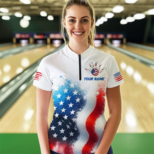 Load image into Gallery viewer, American Flag Bowling Shirts Custom Bowling Shirt for Women Men Patriotic Bowling Polo MBL04