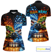 Load image into Gallery viewer, Custom Flame Shark and Alligator Bowling Jersey for Women Bowling Uniform Bowling Team Shirts HNT248