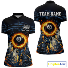 Load image into Gallery viewer, Personalized Funny Wolf 8 Ball Pool Women Billiard Polo &amp; 1/4 Zip, Billiard Shirt, Billiard Team Jerseys NNT144