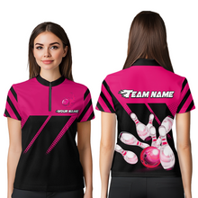 Load image into Gallery viewer, Pink Bowling Shirt Custom Bowling Jersey for Men Women Bowling Polo&amp;1/4 Zip Shirts MBL51