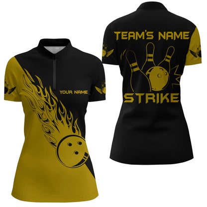 Strike Bowling Quarter-Zip Shirt For Women Custom Bowling Team Jersey BDT195