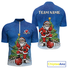 Load image into Gallery viewer, Custom Funny Santa Christmas Bowling Jersey for Men Bowling Team Shirts Polo &amp; 1/4 Zip HNT139