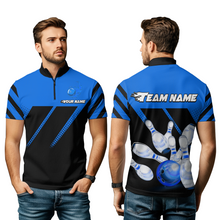 Load image into Gallery viewer, Blue Bowling Shirt Custom Bowling Jersey for Men Women Bowling Polo&amp;1/4 Zip Shirts MBL51