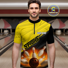 Load image into Gallery viewer, Custom Flaming Yellow Bowling Shirts for Women Men Team Bowling Polo &amp; Quarter Zip MBL99