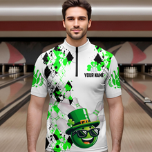 Load image into Gallery viewer, Custom Green Funny Bowling Shirt St Patrick Day Bowling 1/4-Zip Team Jersey Unisex QZT620