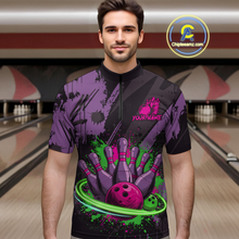 Load image into Gallery viewer, Custom Colorful Bowling Men Shirts Bowling Uniform Polo &amp; 1/4 Zip Bowling Team Jerseys HNT99