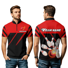 Load image into Gallery viewer, Red Bowling Shirt Custom Bowling Jersey for Men Women Bowling Polo&amp;1/4 Zip Shirts MBL51