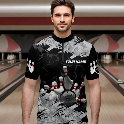 Bowling Shirt Bowling Jersey for Men Custom Bowling Gifts for Men Team with Name Polo & 1/4 Zip HNT16