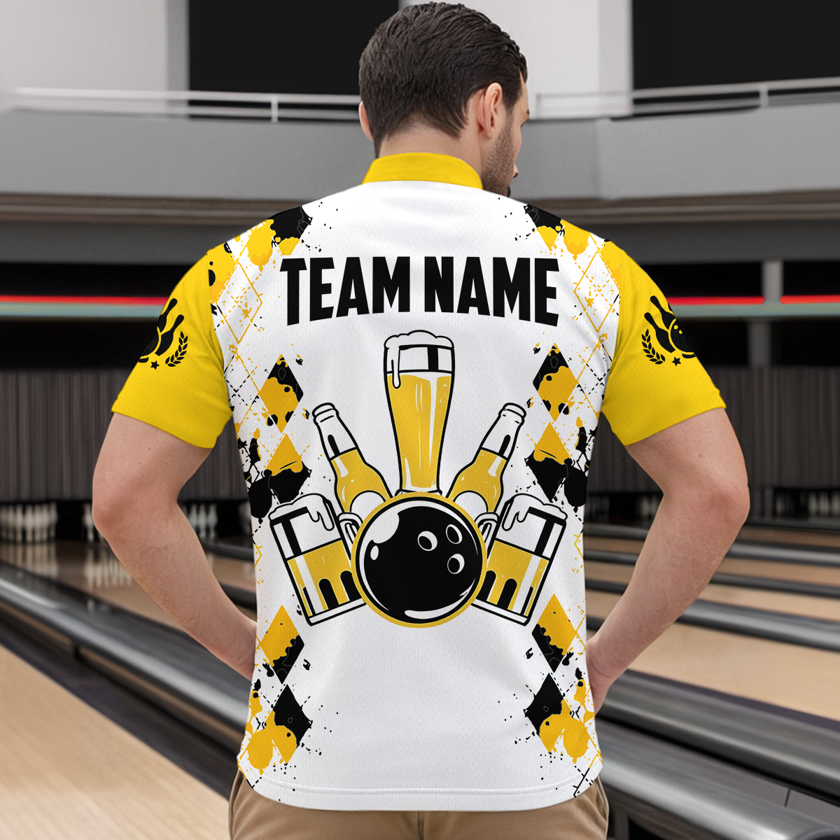 Personalized Beer Bowling Team Jerseys Quarter-Zip Bowling Shirt for Men Women QZT542