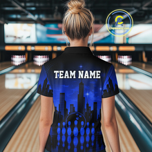 Load image into Gallery viewer, Blue Bowling Custom Women Bowling Shirt Polo &amp; Quarter-Zip Bowling Team Jerseys HNT66