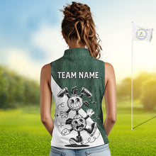 Load image into Gallery viewer, Green White Funny Golf Ball Pattern Sleeveless Womens  Golf Polo Shirts Custom Golf Outfits Ladies, Green Golf Tops NHT784