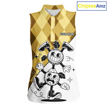 Load image into Gallery viewer, Funny Golf Ball Pattern Argyle Sleeveless Womens Golf Polo Shirts Custom Golf Outfits Ladies, Green Golf Tops NHT786