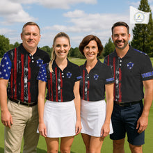 Load image into Gallery viewer, Custom Womens Golf Polo Shirt USA Flag, Golf Family Team Shirt, School Team Golf Shirt, Patriotic Golf Shirt NHT715