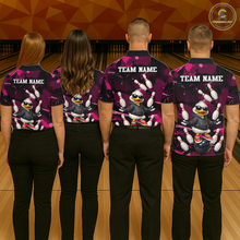 Load image into Gallery viewer, Custom Pink Funny Duck Bowling Shirt for Women Bowling Jersey Polo &amp; 1/4 Zip Bowling Outfit QZT943