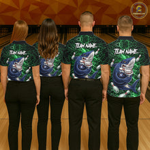 Load image into Gallery viewer, Green Lightning Thunder Angry Shark Bowling shirts For Women Custom Shark Bowling Team Jerseys NQS11758