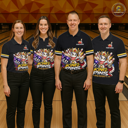 Custom King Pins Bowling Shirt for Women Bowling Team Jersey Polo & Quarter-Zip Shirt Bowling Tournament QZT950