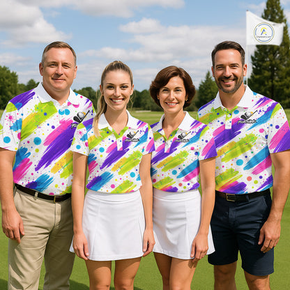 Personalized Colorful Paint Stroke Womens Golf Polo Shirt Flaming Golf Ball Custom Best Team Golf Shirts NHT624
