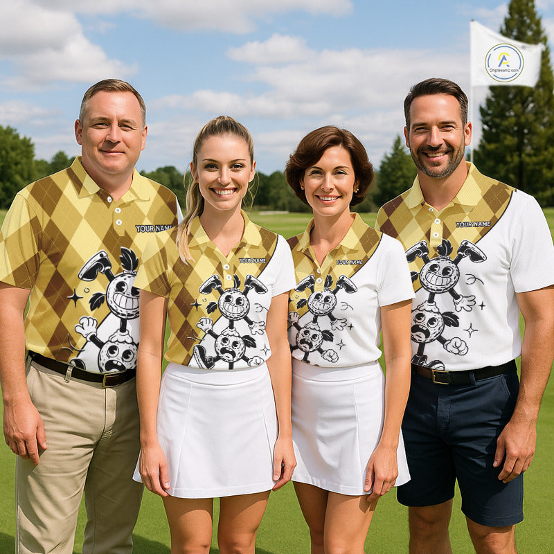 Funny Golf Ball Pattern Argyle Womens Golf Polo Shirts Custom Golf Outfits Ladies, Green Golf Tops NHT786