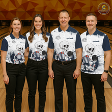 Load image into Gallery viewer, Skeleton Bowling Team Shirt for Men Personalized Funny Bowling Team Jersey Polo &amp; 1/4-Zip QZT818