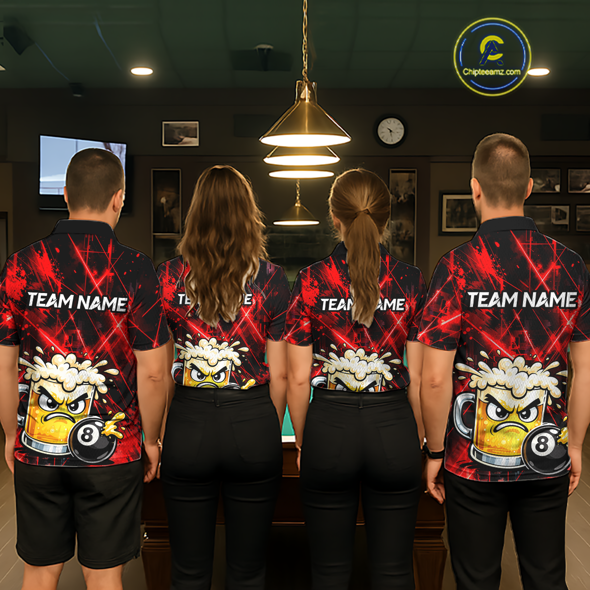 Custom Red Funny Beer Billiard Shirt for Men Billiard Jersey 8 Ball Pool Shirt Outfit BHT23