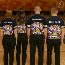 Load image into Gallery viewer, Custom King Pins Bowling Shirt for Men Bowling Team Jersey Polo &amp; Quarter-Zip Shirt Bowling Tournament QZT950