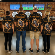 Load image into Gallery viewer, Custom Orange Flame Dart Shirt for Men Dart Jersey for Team Dart Gift Polo &amp; 1/4 Zip DHT7