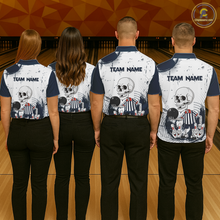 Load image into Gallery viewer, Skeleton Bowling Team Shirt for Men Personalized Funny Bowling Team Jersey Polo &amp; 1/4-Zip QZT818