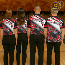 Load image into Gallery viewer, Red Flame Bowling Polo, Quarter Zip Shirts For Men Custom Bowling Team Jerseys, Gift For Bowlers NQS11738