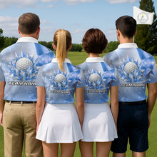 Load image into Gallery viewer, Mens Golf Polo Shirt Custom Blue-Diamond Crystal Golf Ball Custom Name Golf Shirts For Team NYN3156