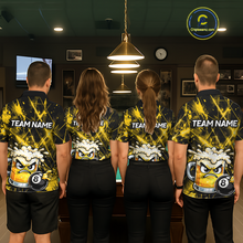 Load image into Gallery viewer, Custom Yellow Funny Beer Billiard Shirt for Men Billiard Jersey 8 Ball Pool Shirt Outfit BHT23