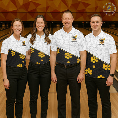 Black and White Camo Bowling Yellow Honey Bee Bowling shirts for Men Custom Team bowling jersey NQS11249